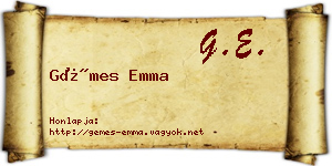 Gémes Emma névjegykártya